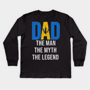 Barbadian Dad The Man The Myth The Legend - Gift for Barbadian Dad With Roots From Barbadian Kids Long Sleeve T-Shirt